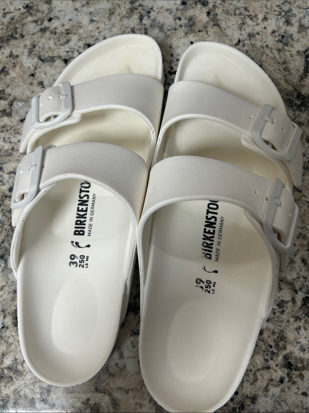 Birkenstock White Two-Buckle EVA Slide Sandals